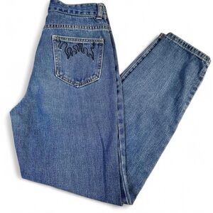 🎄🚨BOGO 50% Off Straight Leg Embroidered Flames Denim Pants